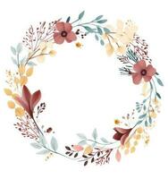 Watercolor floral wreath isolated photo