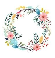 Watercolor floral wreath isolated photo