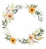 Watercolor floral wreath isolated photo