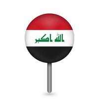 Map pointer with contry Iraq. Iraq flag. Vector illustration.