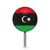 Map pointer with contry Libya. Libya flag. Vector illustration.