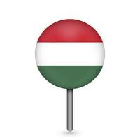 Map pointer with contry Hungary. Hungary flag. Vector illustration.