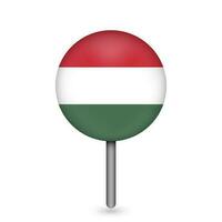 Map pointer with contry Hungary. Hungary flag. Vector illustration.