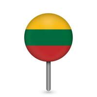 Map pointer with contry Lithuania. Lithuania flag. Vector illustration.