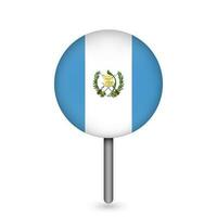 Map pointer with contry Guatemala. Guatemala flag. Vector illustration.