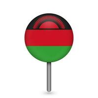 Map pointer with contry Malawi. Malawi flag. Vector illustration.