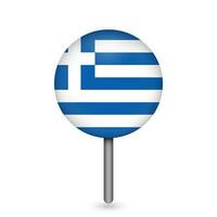 Map pointer with contry Greece. Greece flag. Vector illustration.