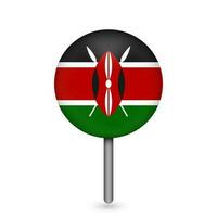 Map pointer with contry Kenya. Kenya flag. Vector illustration.