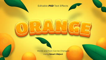 Editable Orange PSD Text Effect with Lime Leaves and Oranges