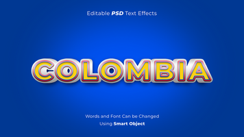 Full editable Colombia PSD text effect