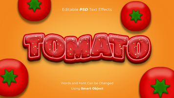 editável 3d tomate psd texto efeito