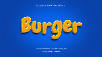 Editable sandwich burger psd text effects