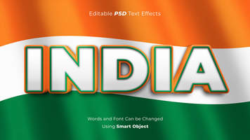 Editable 3D India PSD Text Effect on India Flag Background
