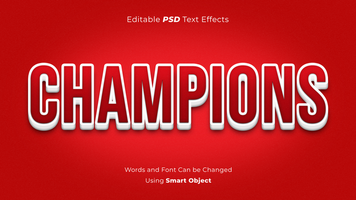 Editable 3D Red Champions PSD Text Effect