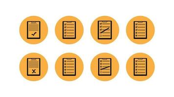 Documents marked with checkmarks and crosses on an orange background vector