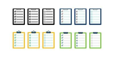 Set of checklists with checkmarks and crosses vector