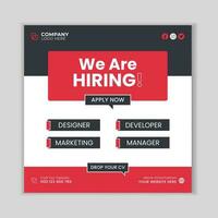 We are hiring job vacancy social media post banner template. We are hiring job vacancy square web banner post design. Hiring Banner bundle. Free Vector. vector