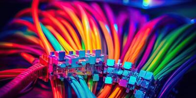 . . Servers connection with Fiber optic cable switch internet pc technology pc Graphic Art photo