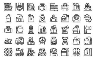 Gas production icons set outline vector. Tank rig vector