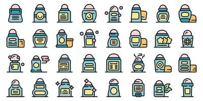 Roll-on deodorant icons set vector flat