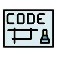 Cnc machine code icon vector flat