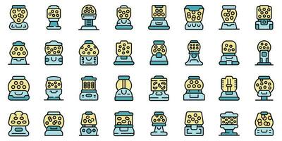 Bubblegum machine icons set vector flat