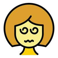 Exhausted woman icon vector flat