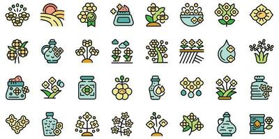 Rapeseed icons set vector flat