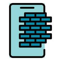 Brick protection icon vector flat