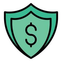 Dollar shield icon vector flat