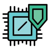 Chip shield icon vector flat