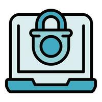 Locked laptop icon vector flat