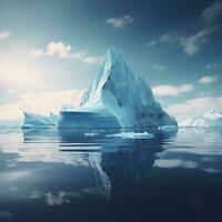 hermosa iceberg en el Oceano con un ver debajo agua. global calentamiento concepto. foto