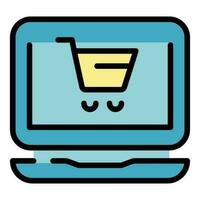 Computer shopping icon vector flat