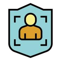 Shield biometric identification icon vector flat