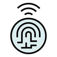 Digital fingerprint icon vector flat