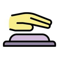 Scan palm identity icon vector flat