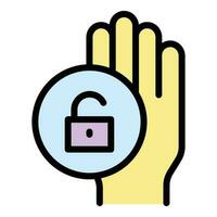 Verification palmprint icon vector flat