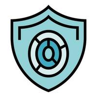 Shield fingerprint icon vector flat