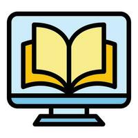 Monitor book icon vector flat