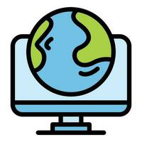 Global studying course icon vector flat