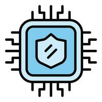 Digital shield icon vector flat