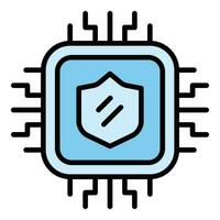 Digital shield icon vector flat