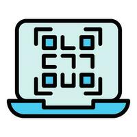 Laptop barcode icon vector flat