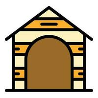 Wooden kennel icon vector flat