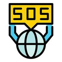 Global sos icon vector flat