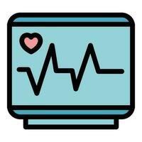 hospital corazón monitor icono vector plano