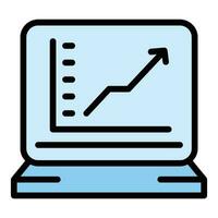 Laptop trader icon vector flat