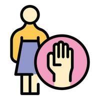 Stop woman discrimination icon vector flat