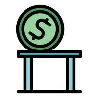 Coin on table icon vector flat